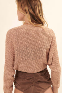 Graceful Spirit Textured Rib-Knit Shrug Cardigan - ShopPromesa