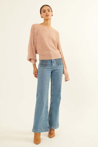 Easy Grace Textured Rib-Knit Boat Neck Sweater - ShopPromesa