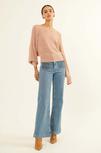 Easy Grace Textured Rib-Knit Boat Neck Sweater - ShopPromesa