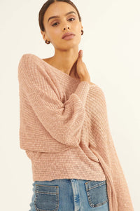 Easy Grace Textured Rib-Knit Boat Neck Sweater - ShopPromesa