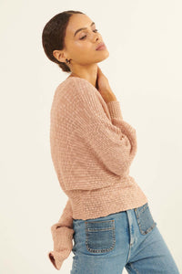 Easy Grace Textured Rib-Knit Boat Neck Sweater - ShopPromesa