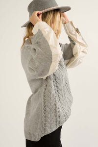 Double Feature Cable Knit Mixed Media Sweater - ShopPromesa