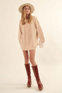 Double Feature Cable Knit Mixed Media Sweater - ShopPromesa