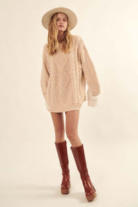 Double Feature Cable Knit Mixed Media Sweater - ShopPromesa