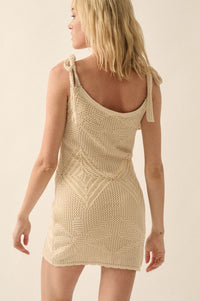 Hazy Daisy Crochet Knit Mini Slip Dress - ShopPromesa