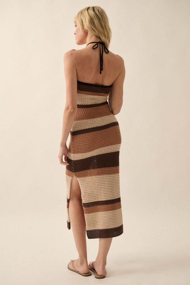 Desert Days Striped Crochet Halter Tube Dress - ShopPromesa