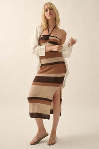 Desert Days Striped Crochet Halter Tube Dress - ShopPromesa