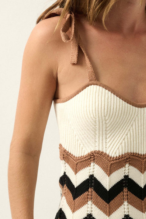 Last Dance Chevron Striped Mini Sweater Dress - ShopPromesa