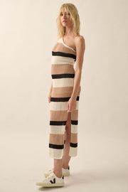 Crochet Bae Striped Knit Asymmetrical Midi Dress - ShopPromesa