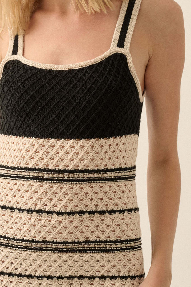 Cali Breeze Striped Crochet Knit Mini Dress - ShopPromesa