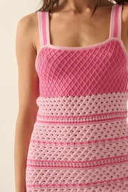 Cali Breeze Striped Crochet Knit Mini Dress - ShopPromesa