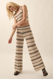 Cali Vibes Striped Crochet Knit Sweater Pants - ShopPromesa