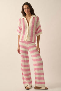 Knit Pick Striped Crochet Knit Sweater Pants - ShopPromesa