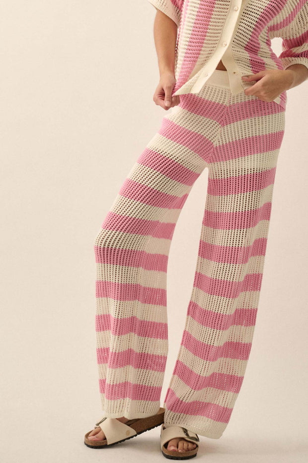 Knit Pick Striped Crochet Knit Sweater Pants - ShopPromesa