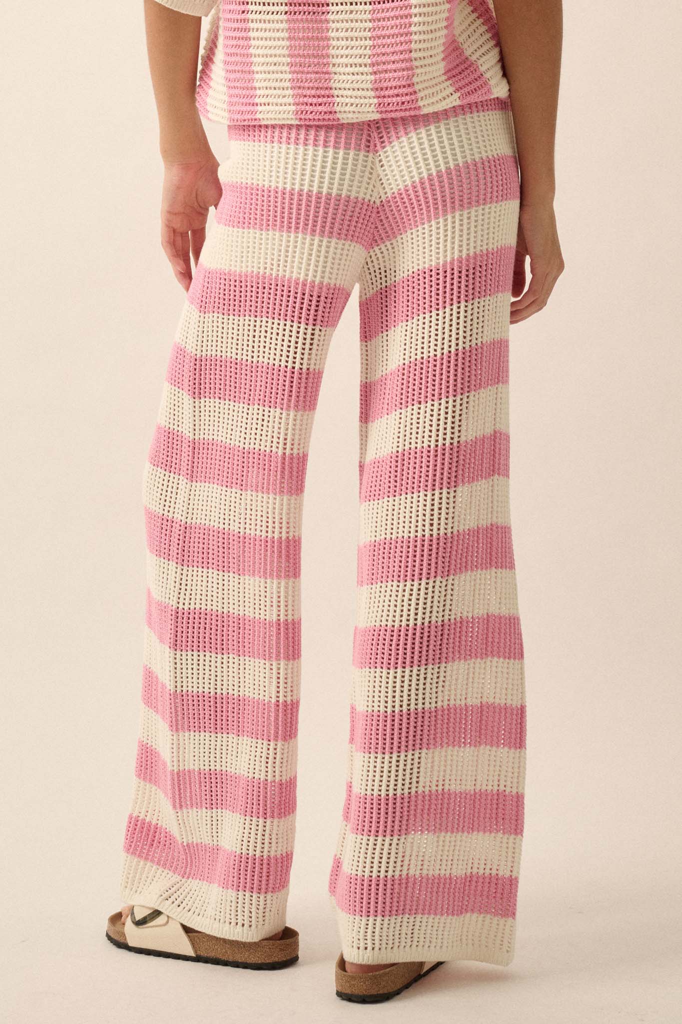 Knit Pick Striped Crochet Knit Sweater Pants - ShopPromesa