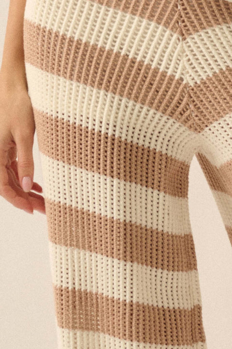 Knit Pick Striped Crochet Knit Sweater Pants - ShopPromesa