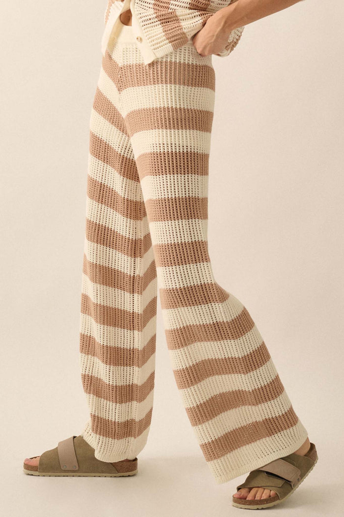 Knit Pick Striped Crochet Knit Sweater Pants - ShopPromesa