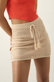 Day Out Pointelle Crochet Knit Mini Skirt - ShopPromesa