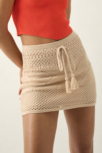 Day Out Pointelle Crochet Knit Mini Skirt - ShopPromesa