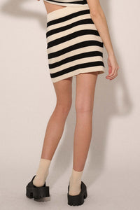 Shaper Fit Striped Rib-Knit Mini Skirt - ShopPromesa