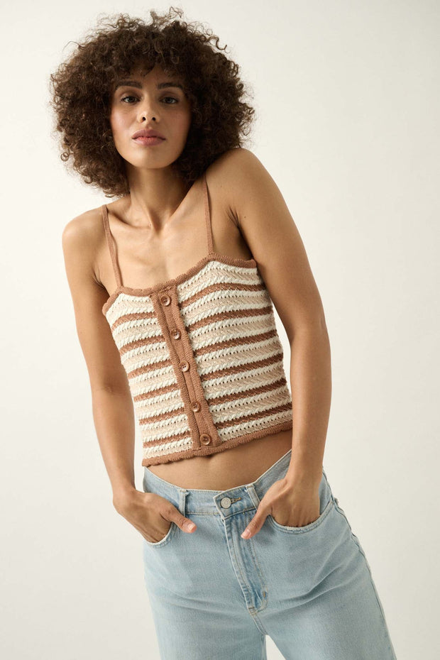 Summer Heat Striped Pointelle Knit Cami Top - ShopPromesa