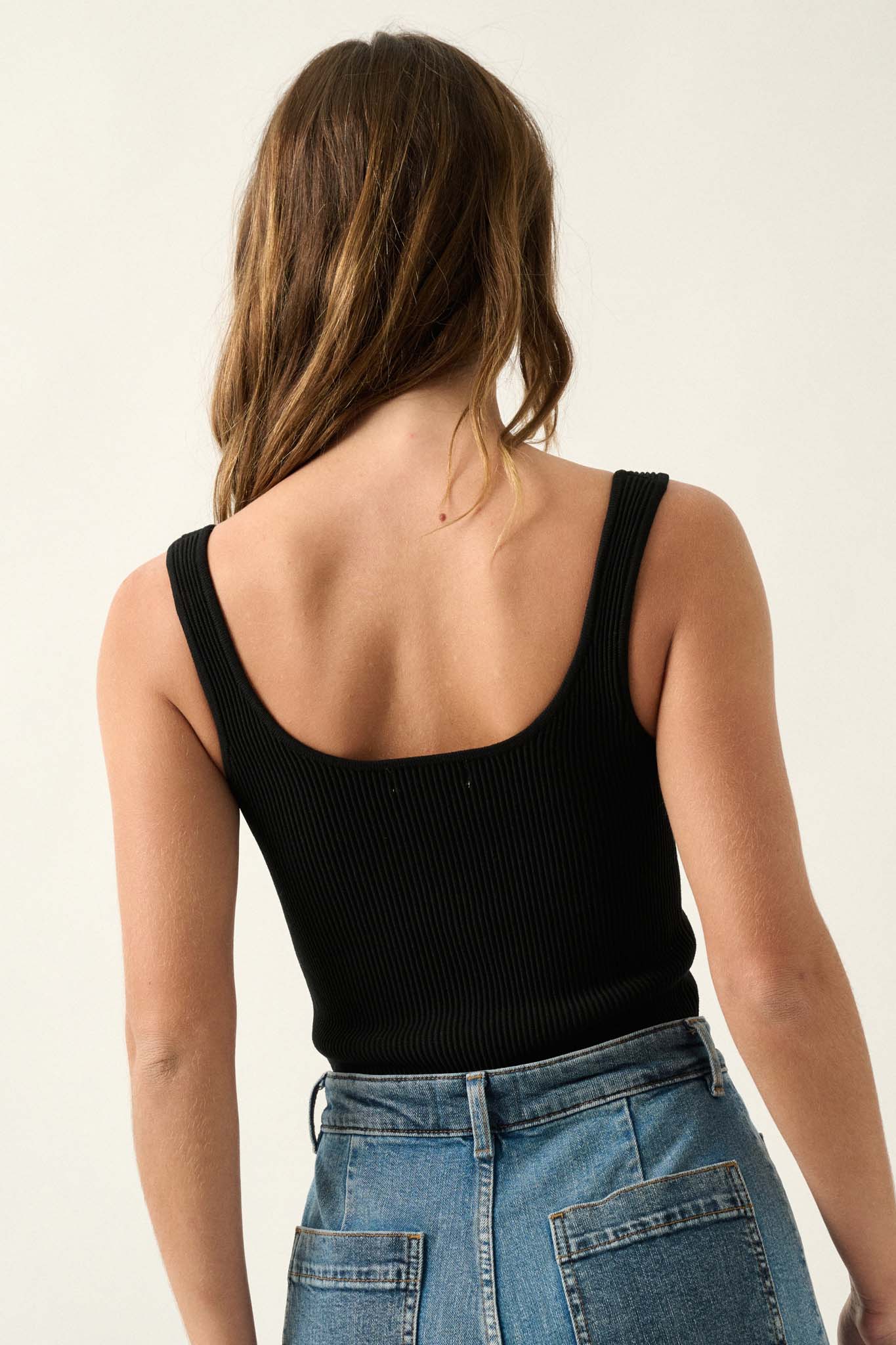 Shaper Fit Scoopneck Rib-Knit Tank Bodysuit - ShopPromesa