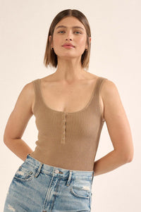 Shaper Fit Scoopneck Rib-Knit Tank Bodysuit - ShopPromesa