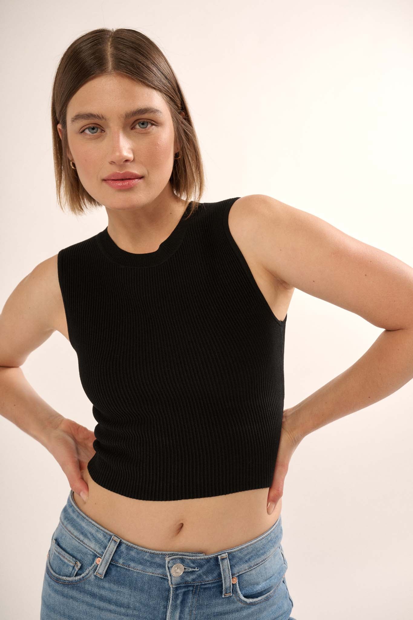 Shaper Fit Crewneck Rib-Knit Tank Top - ShopPromesa