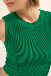 Shaper Fit Crewneck Rib-Knit Tank Top - ShopPromesa