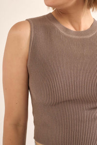 Shaper Fit Crewneck Rib-Knit Tank Top - ShopPromesa