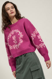 Winter Blossoms Floral-Pattern Knit Sweater - ShopPromesa