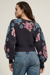 Winter Roses Floral Knit Cropped Cardigan Sweater - ShopPromesa