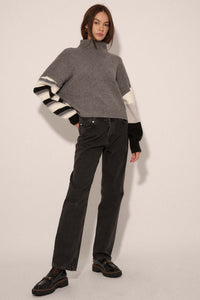 Hold On Striped Colorblock Funnel Neck Sweater - ShopPromesa