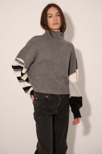 Hold On Striped Colorblock Funnel Neck Sweater - ShopPromesa