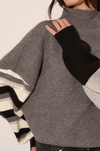 Hold On Striped Colorblock Funnel Neck Sweater - ShopPromesa