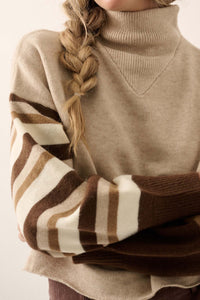 Hold On Striped Colorblock Funnel Neck Sweater - ShopPromesa