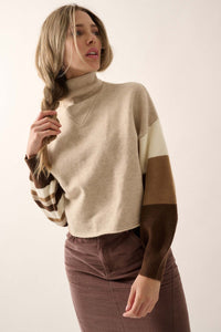 Hold On Striped Colorblock Funnel Neck Sweater - ShopPromesa