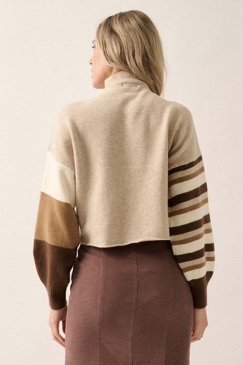 Hold On Striped Colorblock Funnel Neck Sweater - ShopPromesa
