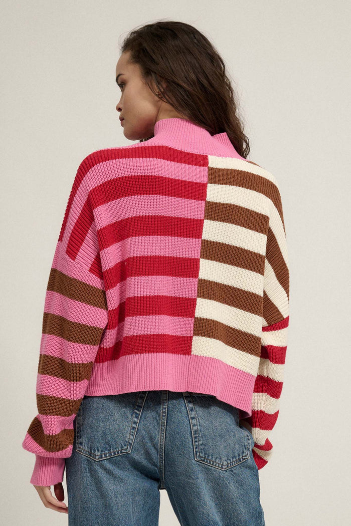 Common Ground Mockneck Colorblock Striped Sweater - ShopPromesa