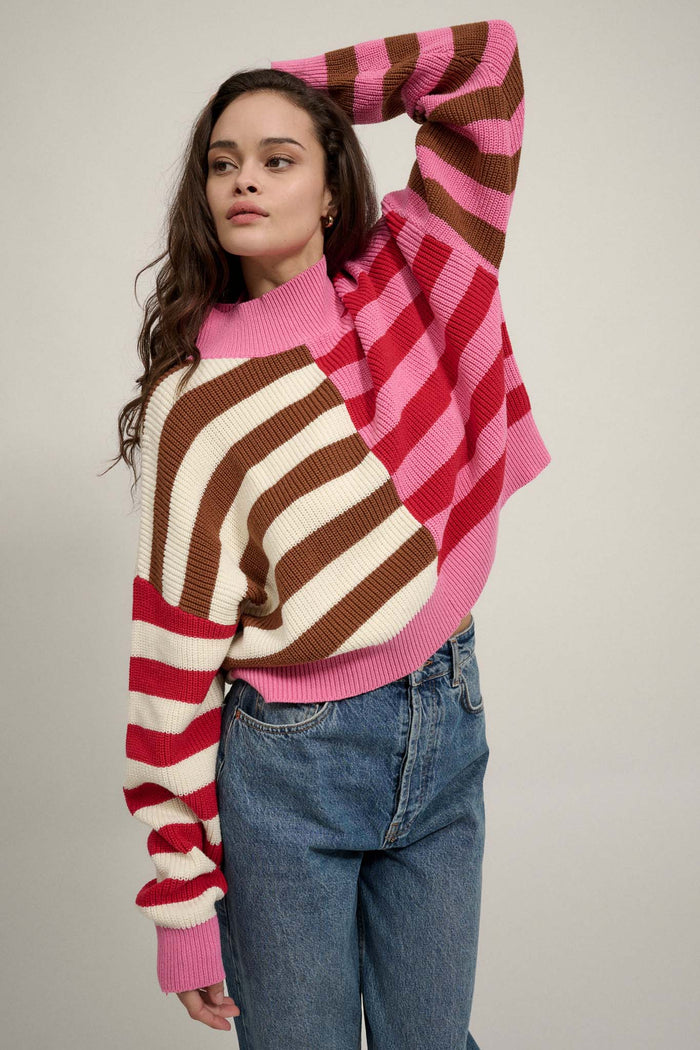 Common Ground Mockneck Colorblock Striped Sweater - ShopPromesa