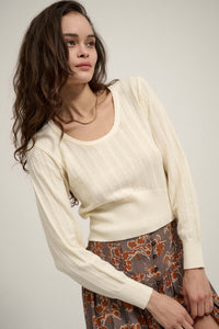 Keep the Faith Herringbone Knit Sweater - ShopPromesa