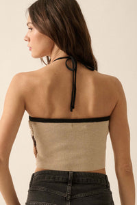 Deep Desert Striped Crochet Handkerchief Halter Top - ShopPromesa