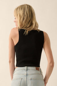 Shaper Fit Rib-Knit Asymmetrical Cropped Tank Top - ShopPromesa