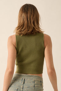 Shaper Fit Rib-Knit Asymmetrical Cropped Tank Top - ShopPromesa