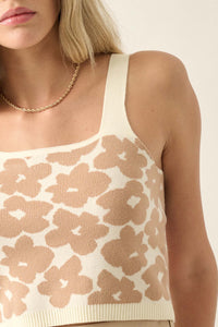 Flower Shop Floral Knit Cropped Sweater Tank Top - ShopPromesa