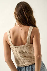 Sun and Surf Striped Crochet Knit Sweater Tank Top - ShopPromesa