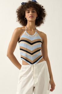 True Horizon Striped Crochet Knit Halter Top - ShopPromesa