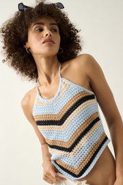 True Horizon Striped Crochet Knit Halter Top - ShopPromesa