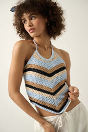 True Horizon Striped Crochet Knit Halter Top - ShopPromesa