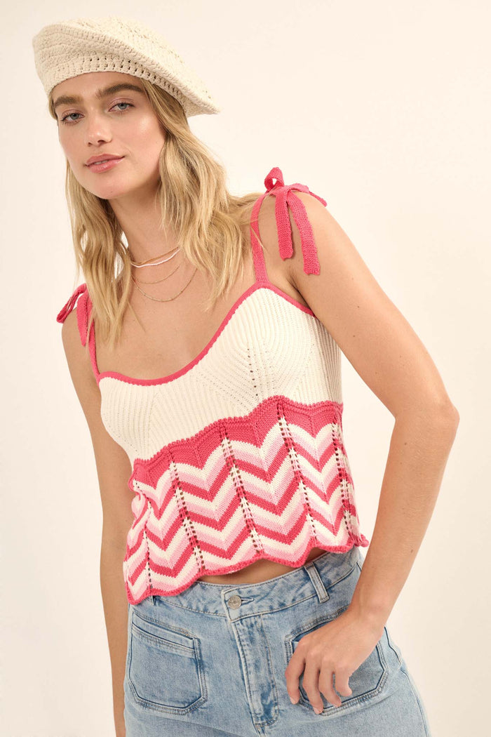 Let's Dance Chevron Striped Knit Cami Top - ShopPromesa